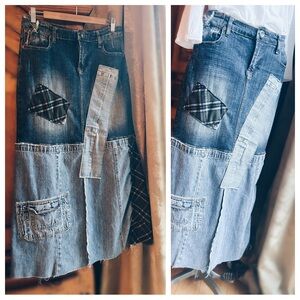 Skirt Maxi  Denim ALL PATCHED DENIM MAXI & BEADED TOP